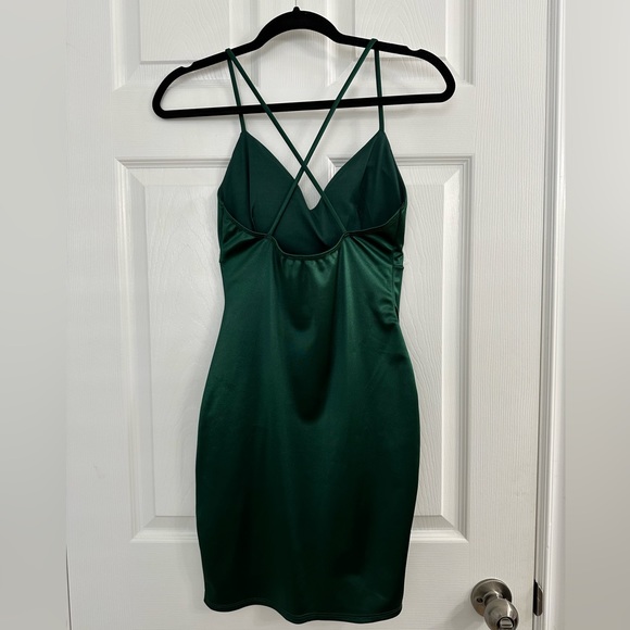 Satin Green Dress - Lovely Day - Picture 5 of 6